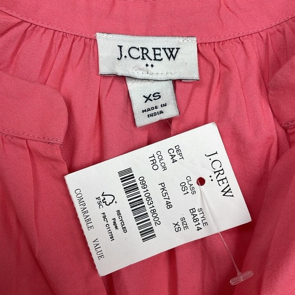 NWT J. Crew Poplin Tiered Ruffle Mini Dress Preppy Coal Pink XS - Picture 8 of 9